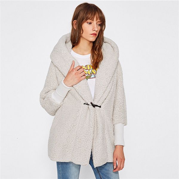

women's jackets jacket fashion lapel neck long sleeve hooded coat lamb wool warm coats winter women clothes, Black;brown