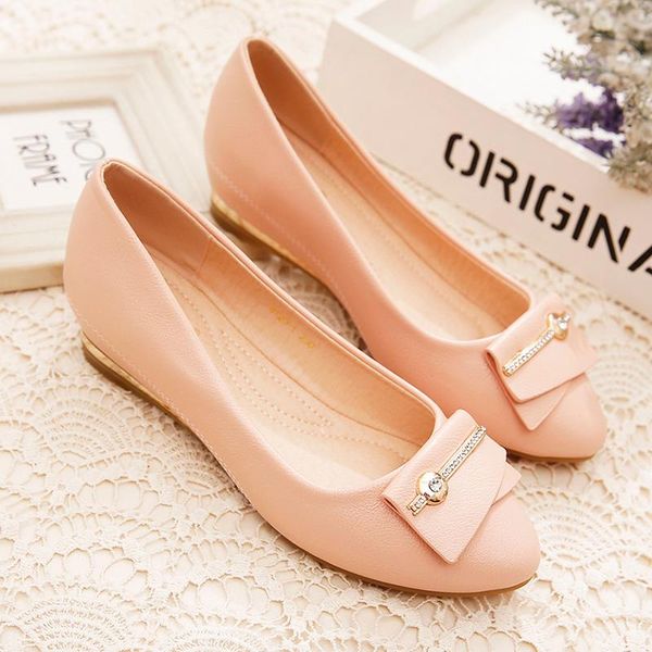 

dress shoes wedge single female 2021 net red spring summer wild soft leather bottom flat increase in the peas, Black