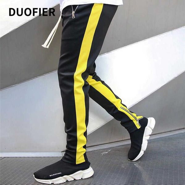 Mens Jogadores Casuais Calças Fitness Elastic Sportswear Bottoms Skinny Sweatpants Tracksuit Calças Ginásios Zipper Jogger Calças 210603