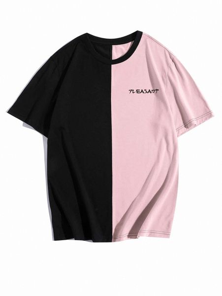 

extended sizes men letter graphic colorblock tee y8m2#, White;black