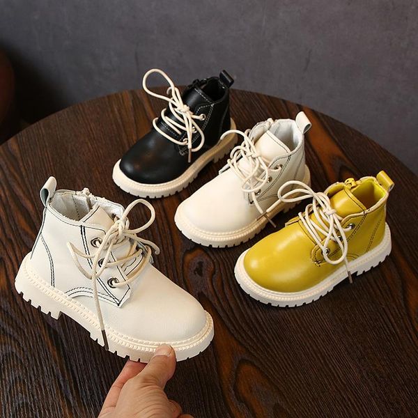 

boots 2021 autumn children' girls short boys soft bottom baby shoes leather waterproof fashion warm chic, Black;grey