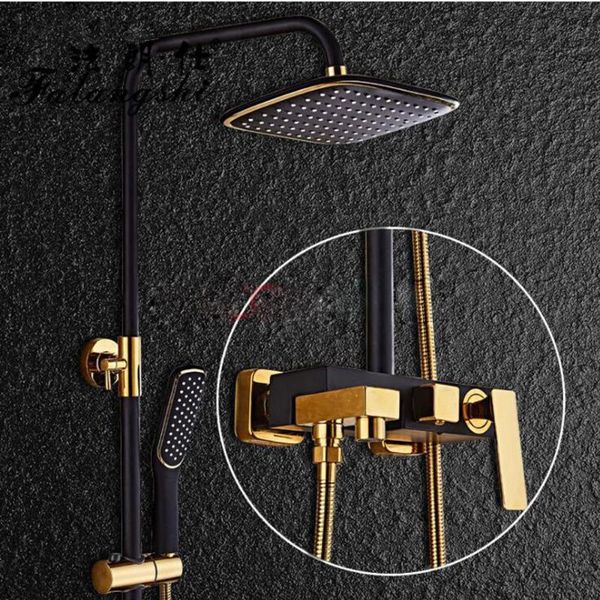 

dofaso black bathroom shower faucet bath tap vintage luxury brass rainfall set retro sets
