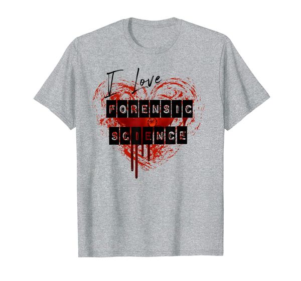 

i love forensic science with a bloody heart t shirt, White;black