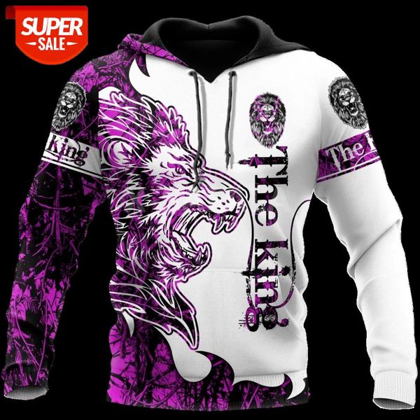 

purple lion animal 3d print spring autumn hoodie man women harajuku outwear zipper pullover sweatshirt casual unisex-2 #xa8x, Black