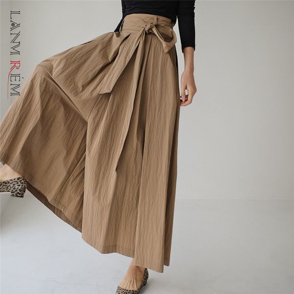 

loose wide leg pants for women khaki color drawstring trousers female large size fashion summer 2d1741 210507, Black;white