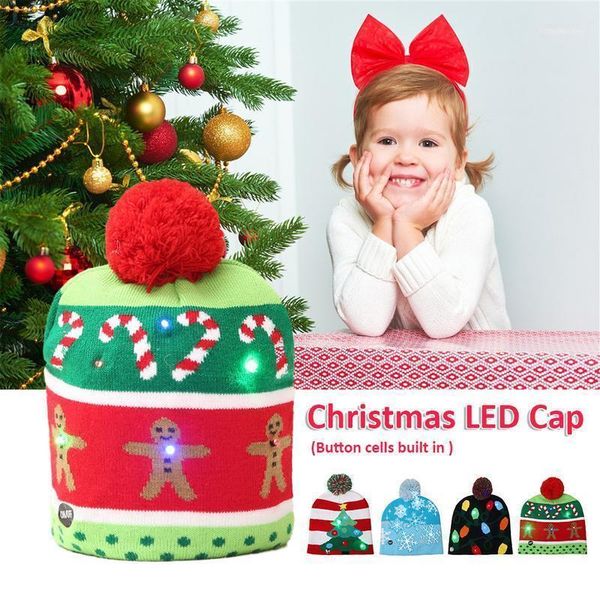 

christmas decorations kids led light knitted hat knit cap party colorful warm hat1