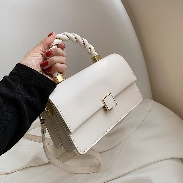 

rope shape handle design pu leather small crossbody bags for women 2021 female shoulder purses and handbags ladies totes l003