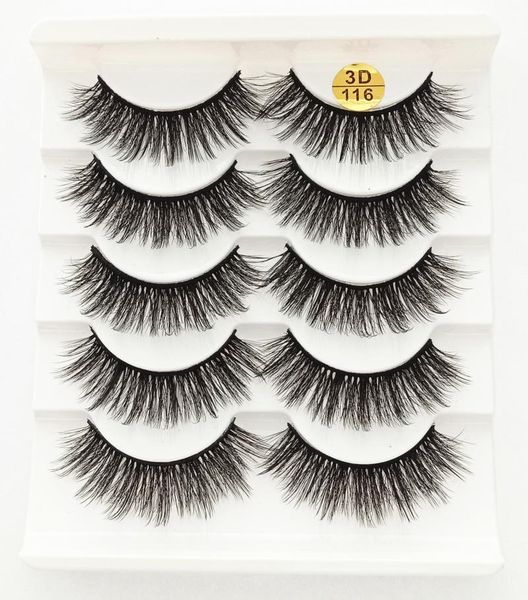 

false eyelashes lengthen thick curling designs 5 pairs/set 3d fiber faux cils makeup tools beauty salon