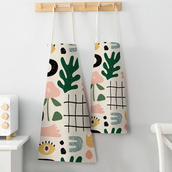 

aprons cute parent-child apron small plant printing kitchen ladies cotton and linen cooking cleaning tools delantales tablier