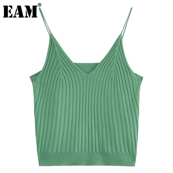 

[eam] women casual brief striped knitting tank v-collar sleeveless personality fashion spring summer 1dd8382 210512, White
