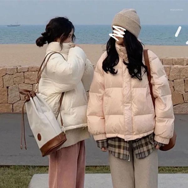 

women's down & parkas 2021 korean winter cotton jackets short loose stand collar warm coats female plus size black overcoats