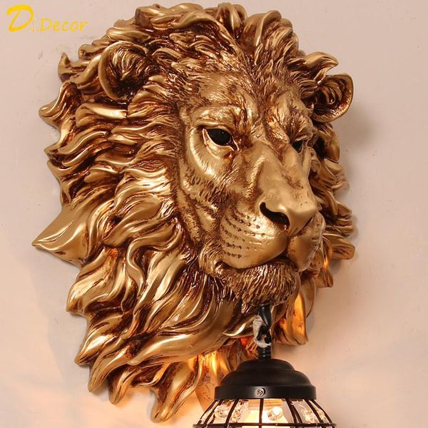 

wall lamp nordic led home resin animal lion lampshade decoration lights dining room living light el lighting