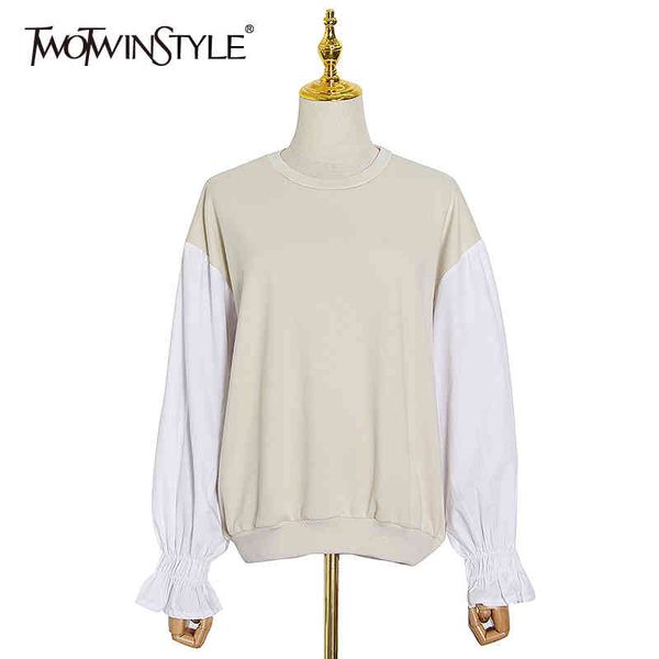 

elegant sweatshirt for women hooded loose hoodies shirt lantern long sleeve pullovers female fashion clothing 210524, Black