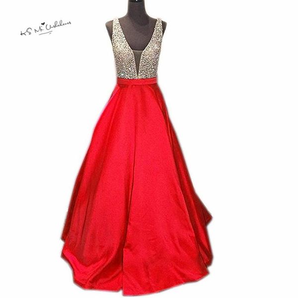 

party dresses vestido de formatura longo christmas prom 2021 long crystals evening gowns formal girls teens v back satin baile, White;black