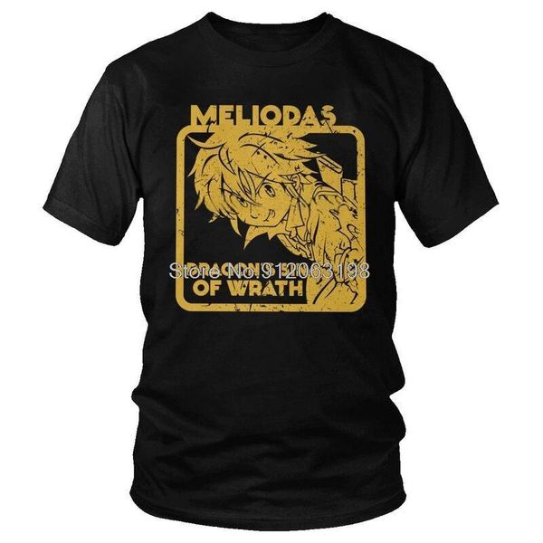 

men's t-shirts tvoe meliodas seven deadly sins tshirts men graphic tee cotton t shirts short sleeve anime manga nanatsu no taizai, White;black