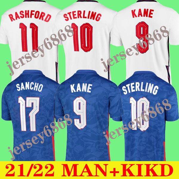 

2022 soccer jersey kane sterling rashford sancho henderson barkley maguire 20 22 national football shirts men + kids kit sets uniforms, Black