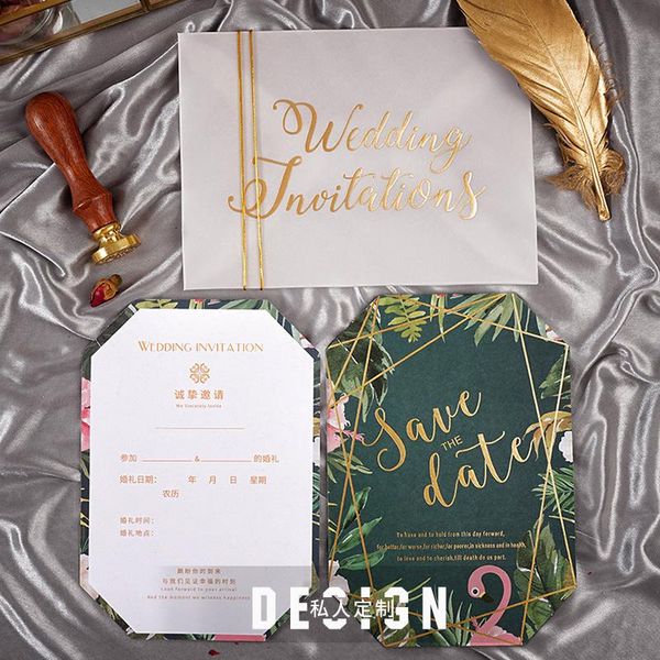 

gift wrap 10 sets luxury customized printing gold stamping wedding invitation card with marble theme transparent envelopes