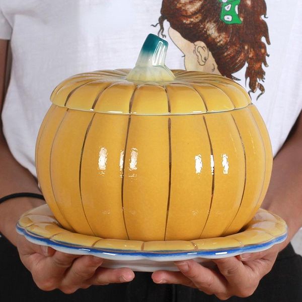 

bowls ceramic pumpkin bowl slow cooker soup with lid instant noodle tableware