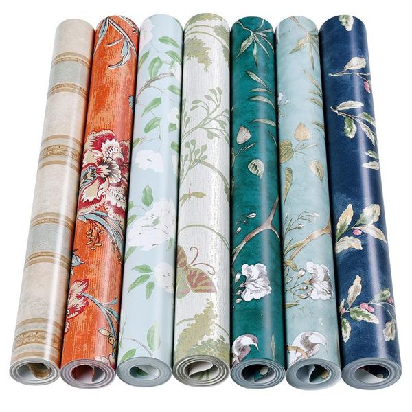 

wallpapers american style non woven fabric retro self adhesive wallpaper 3d garden flower bedroom living room roll w85