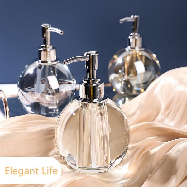 

multipurpose soap dispenser easy to clean crystal pump ideal for bath and bathroom champagne/grey/transparent liquid