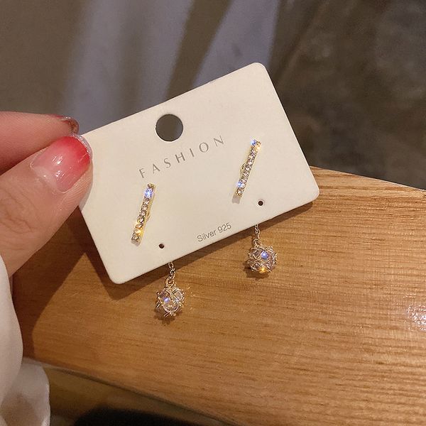 

925 silver needle a two diamond earrings fashion niche design fashion earrings simple versatile girl earrings