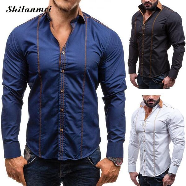

men's casual shirts men shirt 2021 fashion male cotton long sleeve solid slim fit black man dress plus size 4xl 3xl, White;black