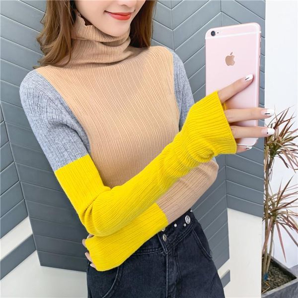 

women's sweaters 12496 (1st floor, no.3, zone j, 1st floor) take a real po of 2021 korean winter knitting bottoming shirt 36, White;black