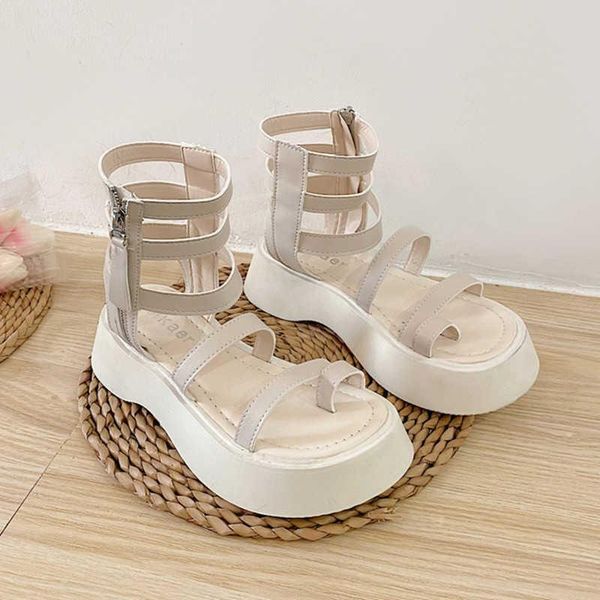 

dress shoes summer platform sandals women roman fashion pu leather gladiator casual woman 2021, Black
