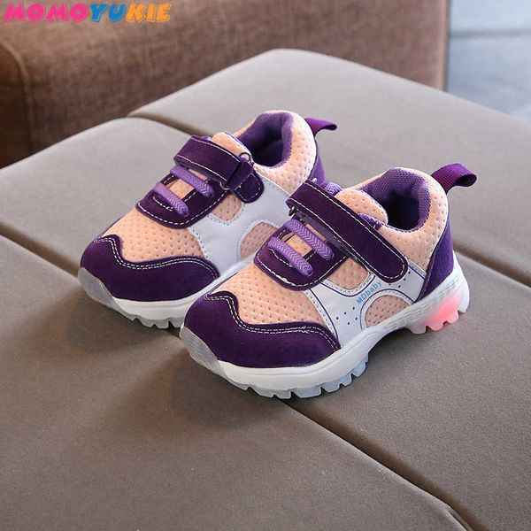 

children light flashing shoes for boys girls mesh breathable running sports shoes baby luminous led fashion sneakers girl boy 210713, Black