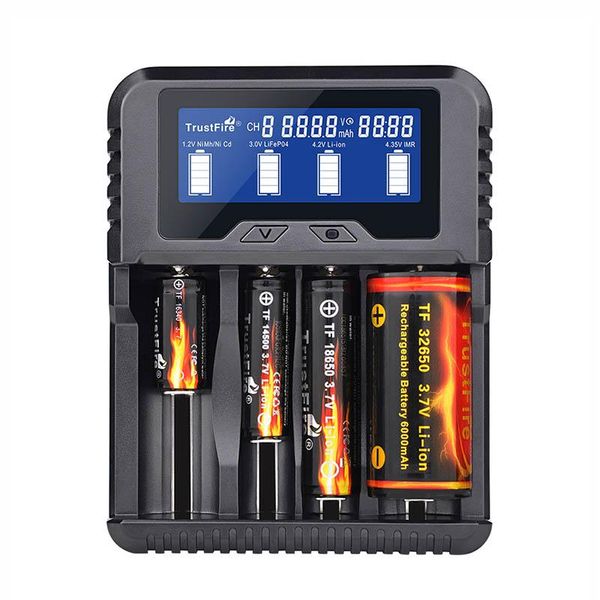 

intelligent fast charge qc 3.0 trustfire charger stn lcd display 0v activation power 18650 32650 (no incl battery) flashlights torches
