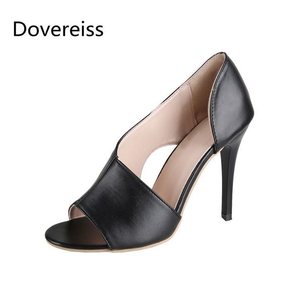 

dovereiss fashion women's shoes summer consice elegant pure color slip on pink party sandals big size 42, Black