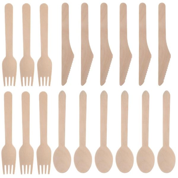 

sets of 18pcs wood cutlery fork spoon set party supplies tableware dinnerware
