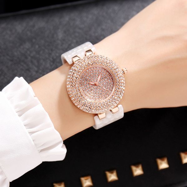 

watch drainage explosive full drill watch lady quartz watch, Slivery;brown