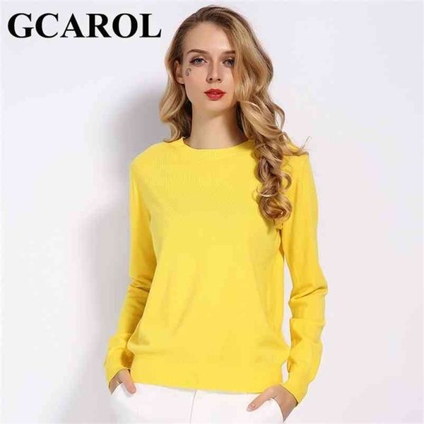 GCAROL Mulheres Candy Knit Jumper Mulheres 30% Lã Slim Sweater Primavera Outono Inverno Stretch Macio Rend Rend Mhit Pullover Knitwear S-3XL 210805