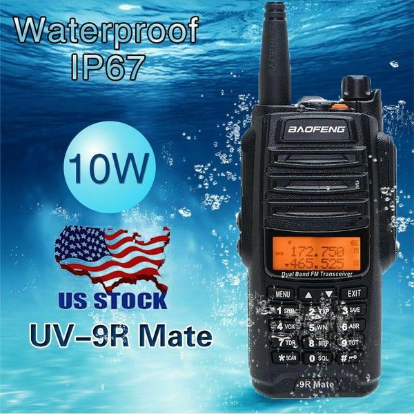 

walkie talkie us stock baofeng uv-9r mate 10w vhf uhf waterproof dual band handheld two way radio