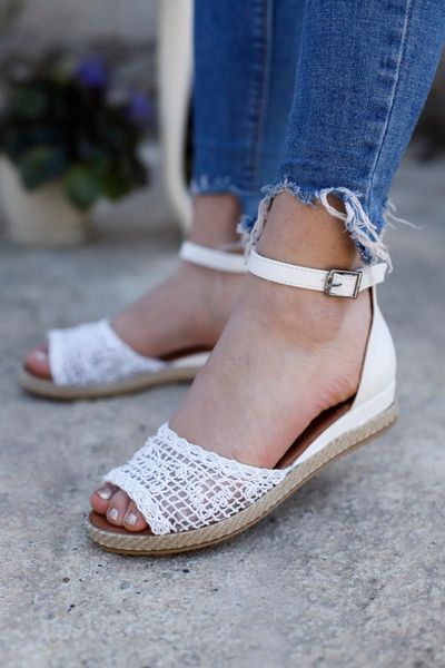 

sandals women's white lace tasking, Black