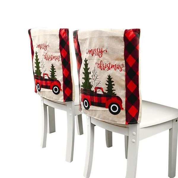 

chair covers 2021 christmas back cover fashion plaid car tree creative decoration