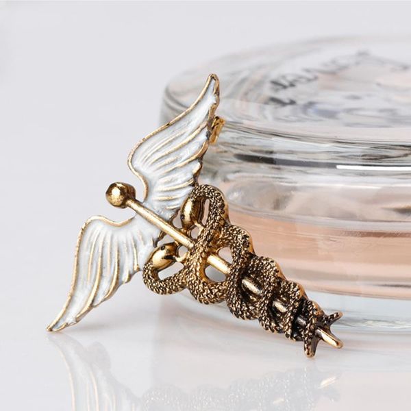 

pins, brooches enamel brooch pins wing with snakes shape for women girls suit shoulder scarf clips party clothes accessories, Gray