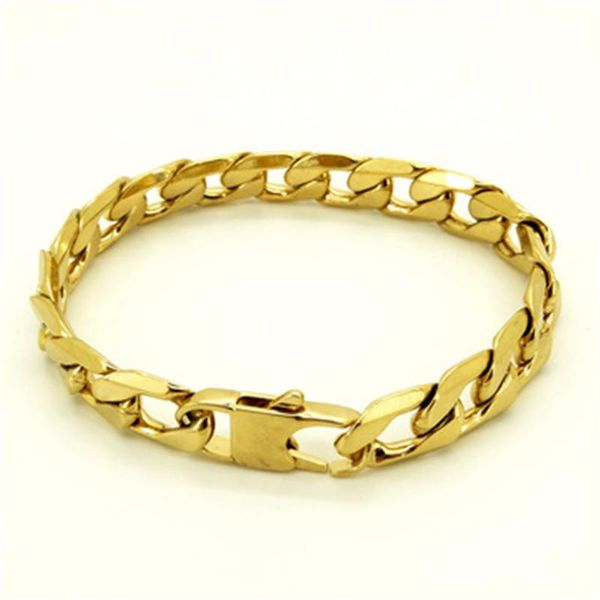 

link, chain gold bracelet for women hip hop stainless steel curb cuban color men female jewelry gifts wholesale, Black