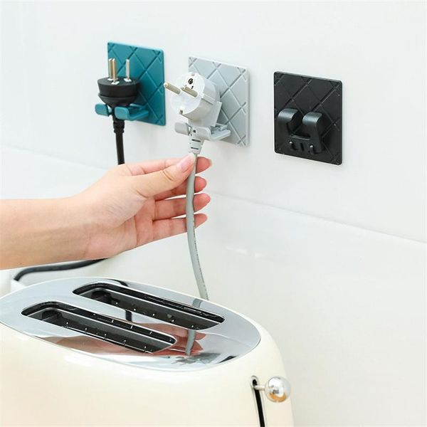 

hooks & rails multi-purpose strong adhesive power plug socket hanger holder wall hanging hook folding kitchen bathroom storage rack