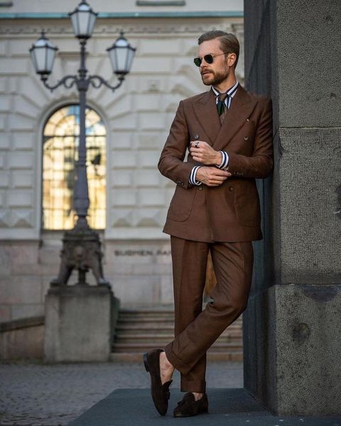 

men's suits & blazers (jacket+pants) costume homme brown men suit 2 piece groomsman for wedding formal prom party evening blazer custom, White;black