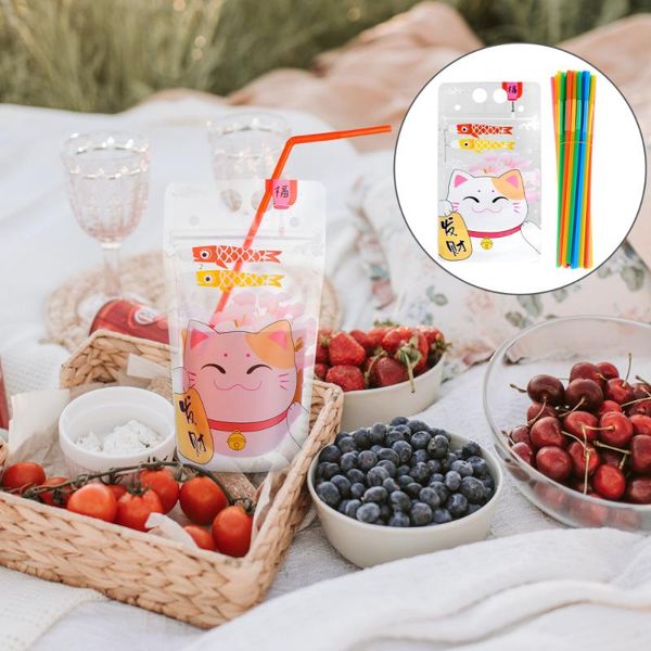 

50pcs beverage bag self-sealed disposable frosted folding water bags gift wrap