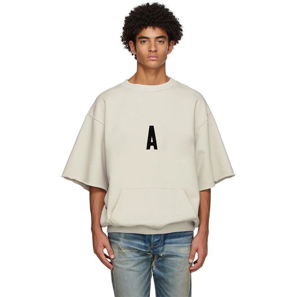 

21fw fashion classic letter flocking printed tee short sleeve sweatshirt spring autumn men women couples simple popular high stree hip hop t, White;black