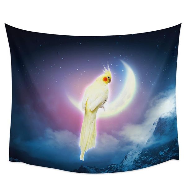 

tapestries parrot moon wall tapestry home decor bedroom hanging picnic mat yoga