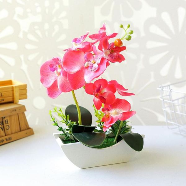 

decorative flowers & wreaths artificial flower butterfly orchid wooden boat shape pot bonsai party desk decor