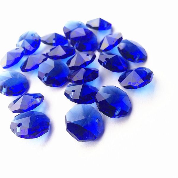

chandelier crystal 100pcs/lot blue color 14mm glass octagon beads in one hole lighting accessories diy curtain supplies