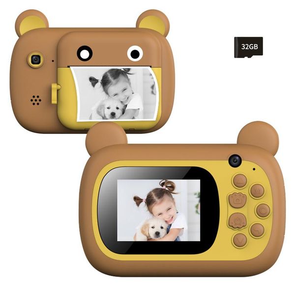 

mini cameras a7 kids camera 1080p digital instant po printer with 24mp dual 2.4 inch display screen 3 rolls of print paper
