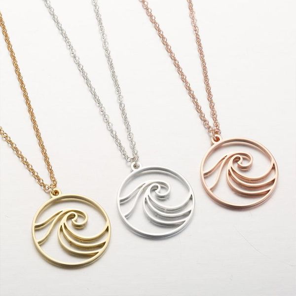 

pendant necklaces stainless steel 2021 wholesale color necklace womens simple wave pendants fashion jewelry the neck gold chains, Silver