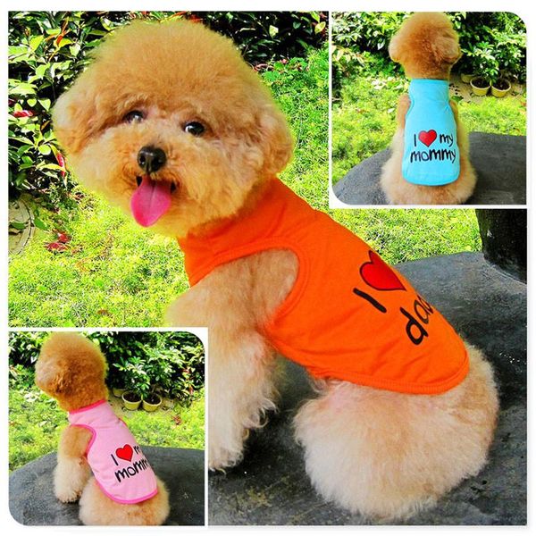 

dog apparel 2021 ly design "i love my daddy & mommy" print vest summer pets dogs cotton puppy cats tanks clothes for pet supplies