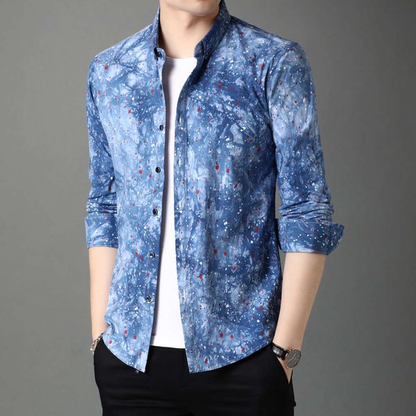 

men's casual shirts shirtmen's casual printing men's business slim inch shirt fashion trend of young and middle-aged x5wg, White;black